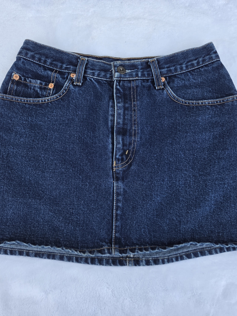 Levi's Dark Blue Denim Mini Skirt with Copper Rivets